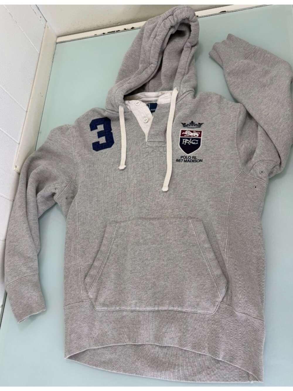 VTG Polo Ralph Lauren Rugby Sweatshirt Hoodie Mens Small S Crest Thick Pullover
